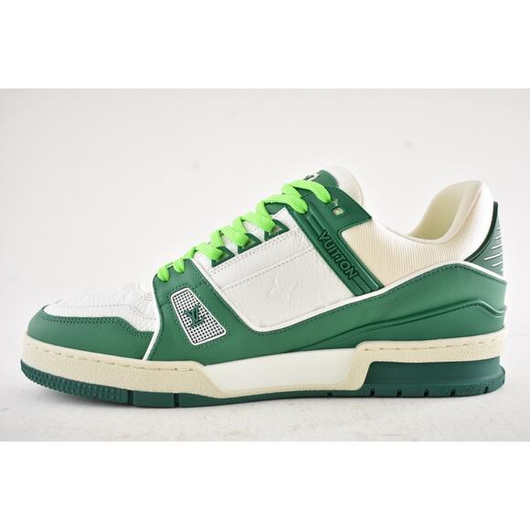Louis Vuitton Green White Empreinte Leather Low Top Trainer Sneaker UK 9 US10 11 - Picture 12 of 16